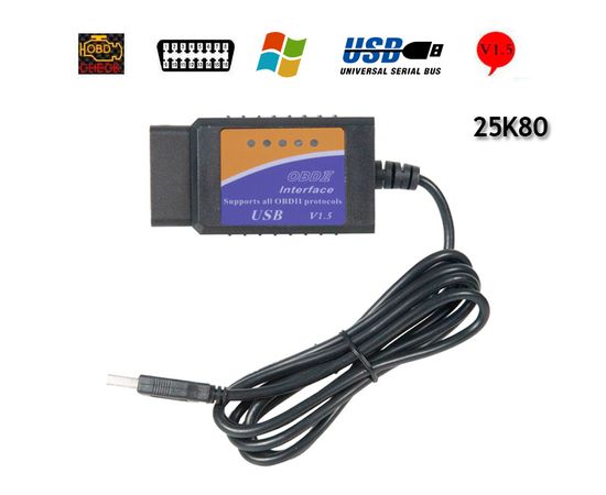 ELM327 USB 1.5 25k80 автомобильный диагностический сканер ошибок