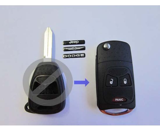 Корпус выкидного ключа зажигания Chrysler с лезвием 3 кнопки