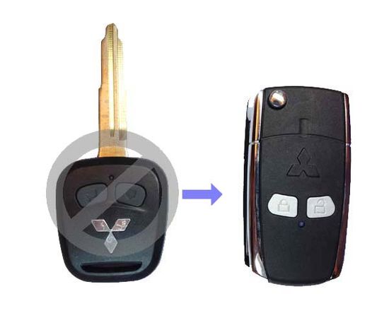Корпус выкидного ключа зажигания Mitsubishi Lancer с лезвием 2 кнопки