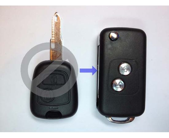 Корпус выкидного ключа зажигания Peugeot с лезвием 2 кнопки