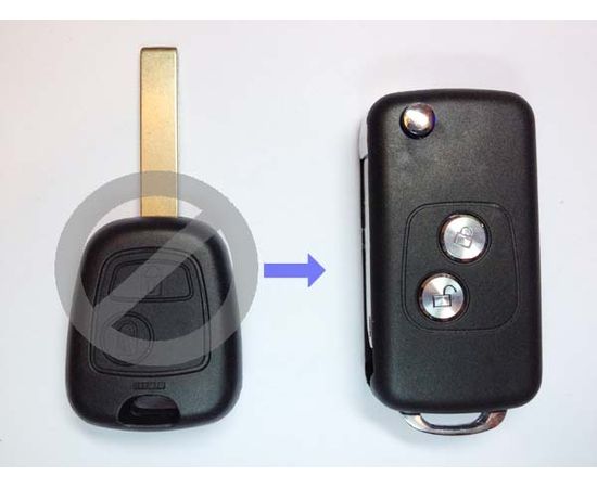 Корпус выкидного ключа зажигания Peugeot с лезвием 2 кнопки